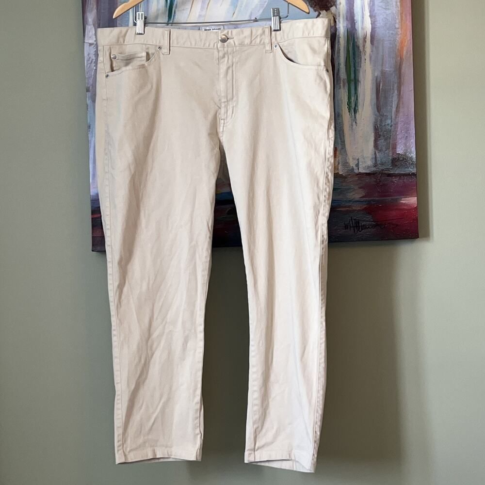 Peter Millar Sz 40 Beige Cotton Casual Pants Men's Flat Front 5-Pocket GOOD
